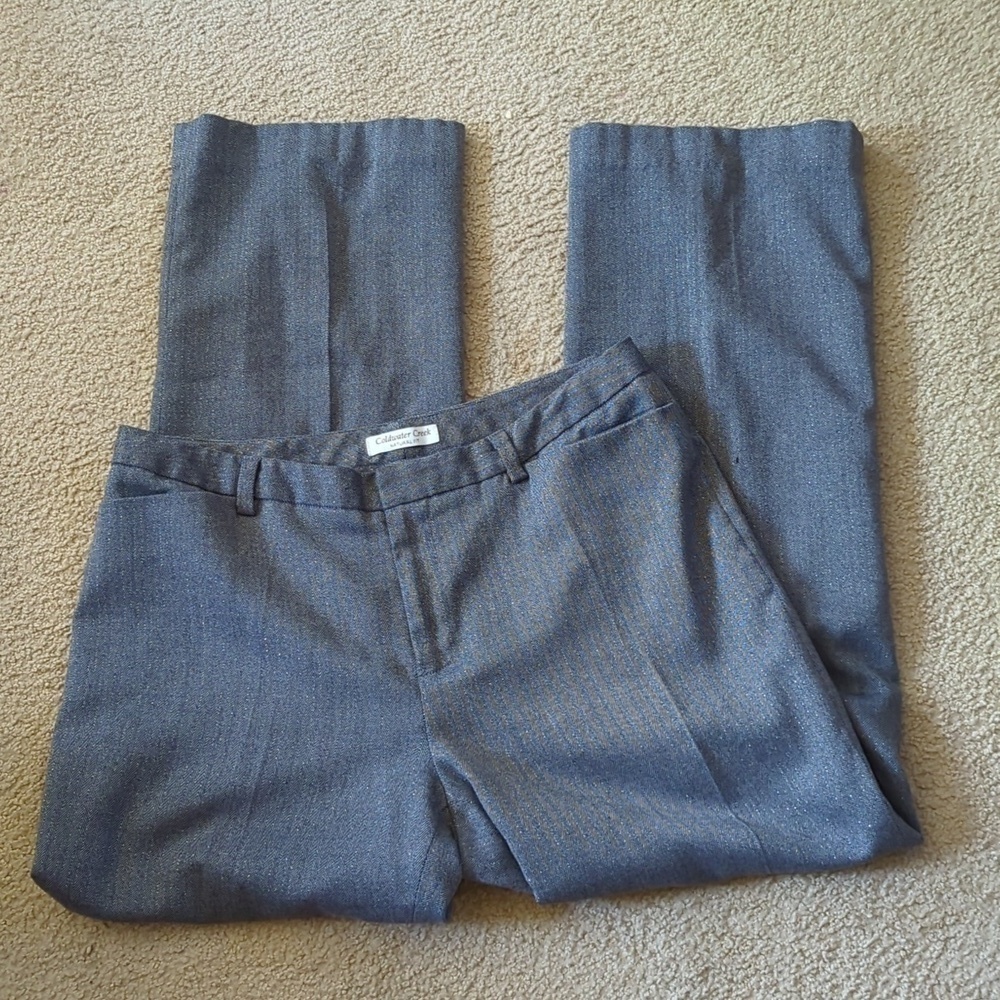 Coldwater Creek Gray Shimmer Metallic Natural Fit Bootcut Pants Size 12